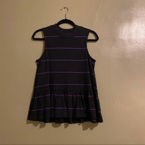 Anthropologie Ruffle Striped Tank